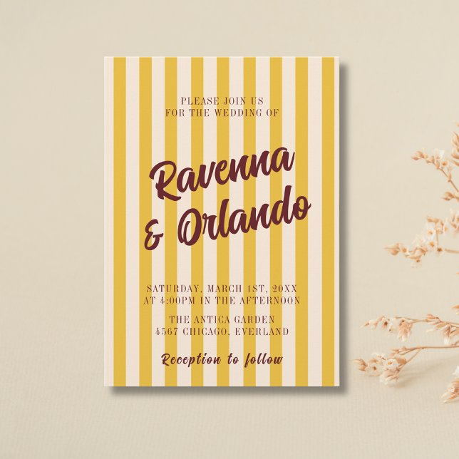 Burgundy Retro Dämpad Persika Rand Bröllop Inbjudningar (Skapare uppladdad)
