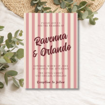 Burgundy Retro Rosabruna Randiga Bröllop