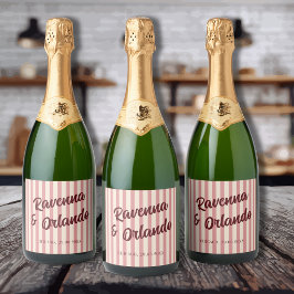 Burgundy Retro Rosenskära Randiga Bröllop