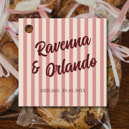 Burgundy Retro Rosenskära Randiga Bröllop Gåvor Etiketter