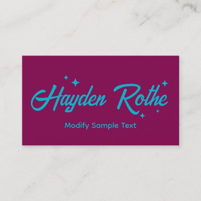 Burgundy Retro Typography Stars Visitkort (Framsida)
