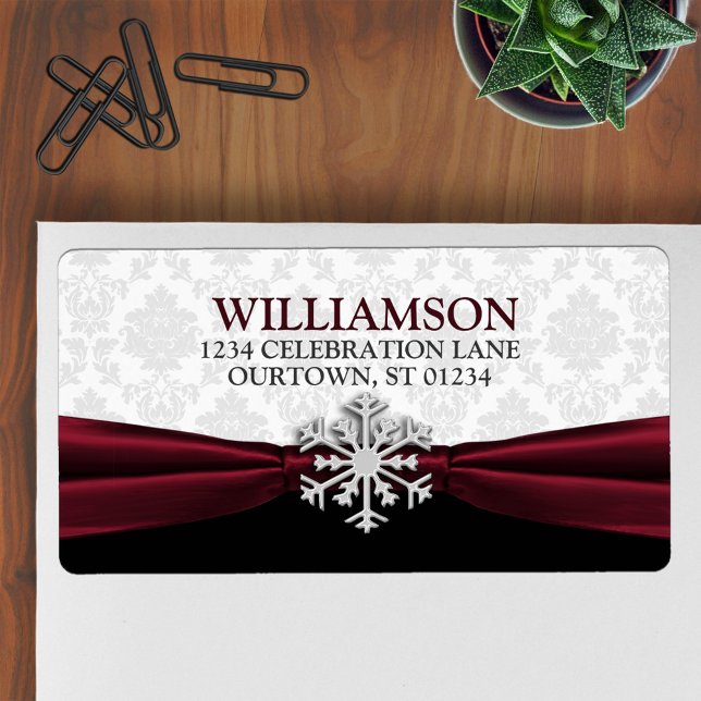 Burgundy Ribbon-Adressetiketter Fraktsedel (Skapare uppladdad)