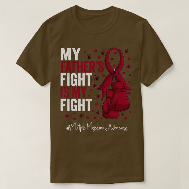 Burgundy Ribbon Far Fighter Många Myeloma Aw T Shirt (Design framsida)