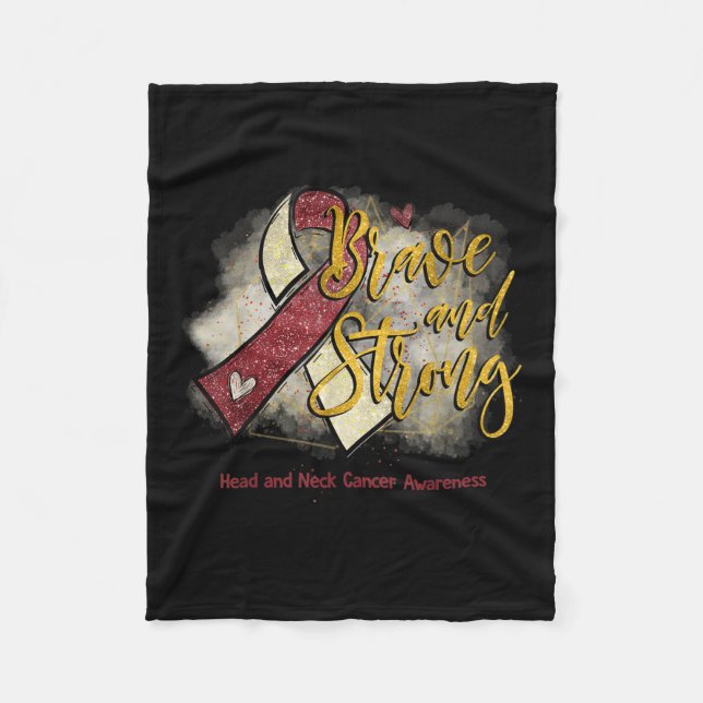 Burgundy Ribbon Modig och stark Nacke-cancer Fleecefilt (Framsidan)