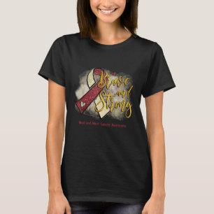 Burgundy Ribbon Modig och stark Nacke-cancer T Shirt
