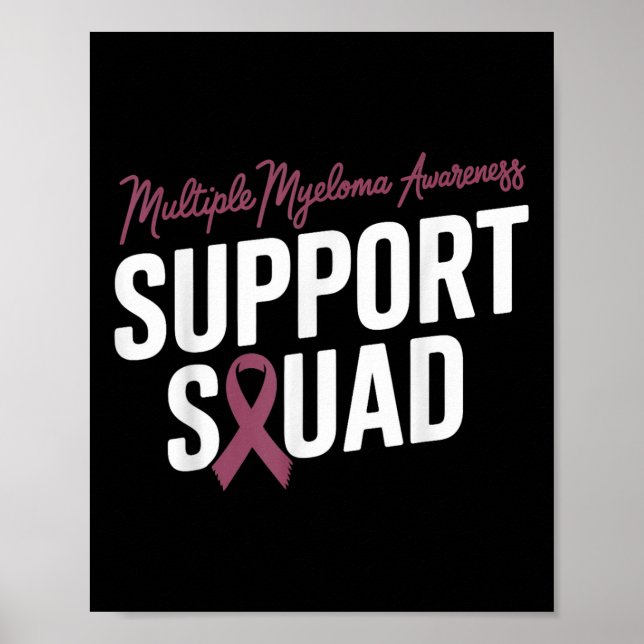 Burgundy Ribbon Support Squad för Många Myeloma Poster (Framsidan)