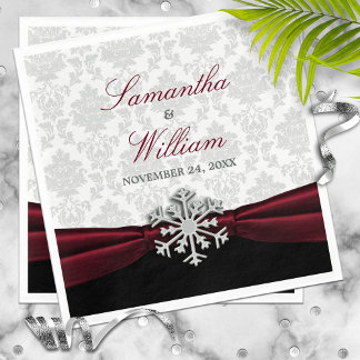 Burgundy Ribbon Winter Wedding Pappersservett
