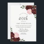Burgundy  Ro 40:e födelsedag Party Inbjudningar<br><div class="desc">Burgundy  Ro 40:e födelsedagsinbjudan Se matchande samling i butik</div>