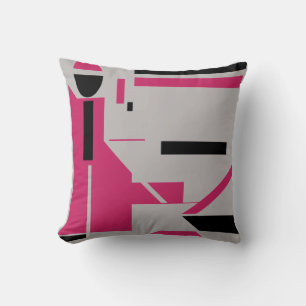 Burgundy Ro Black på Grått Figur-liknande Motif Kudde