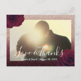 Burgundy Ro Blommigt Bröllop Photo Tack Vykort