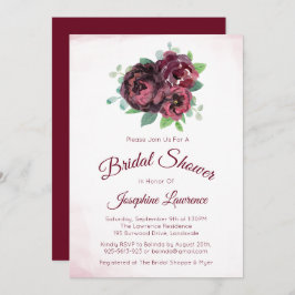 Burgundy Ro Blommigt Inbjudningskort för möhippa