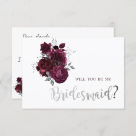 Burgundy Ro Bridesmaid Card Inbjudningar