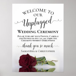Burgundy Ro Chic Unplugged Bröllop Ceremony Poster