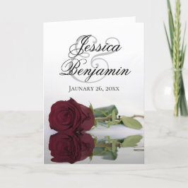 Burgundy Ro Elegant Romantic Photo Bröllop Inbjudan
