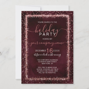 Burgundy Ro Guld Confetti Corporate Helgdag Inbjudningar