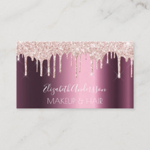 Burgundy ro guld droppar makeup hair visitkort