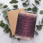 Burgundy ro guld födelsedag inbjudningar<br><div class="desc">För elegant 21:a födelsedag (eller någon annan ålder). En burgundisk bakgrund färg. Dekorerad med ro guld konetti. Anpassa och lägg till information om namn,  ålder och party.</div>