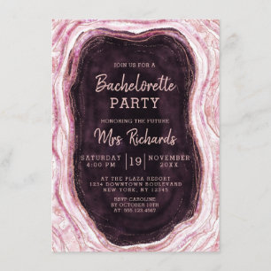 Burgundy & Ro Guld Geode Bachelorette Party Inbjudningar