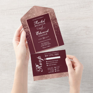 Burgundy Ro Guld Glitter Konfetti Bröllop OSA