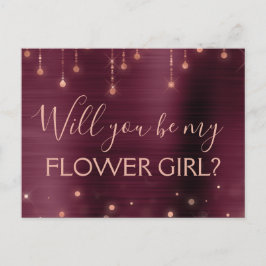 Burgundy Ro Guld Gnistra Flower Girl Inbjudan Vykort