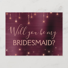 Burgundy Ro Guld Gnistra Maid of honor Inbjudan Vykort