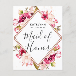 Burgundy Ro Guld kommer att vara min Maid of honor Inbjudningar