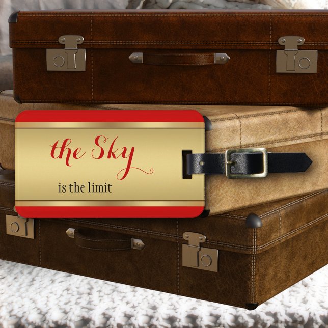 Burgundy Ro, Guld och Guld, bagagemärke Bagagebricka (Luggage tag featuring a red, gold and rose gold metallic glitter design - Christmas travel)