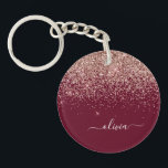 Burgundy Ro Guld  Rosa Glitter Monogram<br><div class="desc">Ro Guld -  Rosa och Burgundy Gnistra Glitter Skriptmonogram Namn nyckelkedja. Det gör perfekten söt 16-årsjubileum,  bröllop,  möhippa,  årsdag,  babydusch eller bachelorette-fest för någon som glam lyxen och chic stilar i kärlek.</div>