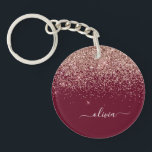 Burgundy Ro Guld  Rosa Glitter Monogram<br><div class="desc">Ro Guld -  Rosa och Burgundy Gnistra Glitter Skriptmonogram Namn nyckelkedja. Det gör perfekten söt 16-årsjubileum,  bröllop,  möhippa,  årsdag,  babydusch eller bachelorette-fest för någon som glam lyxen och chic stilar i kärlek.</div>