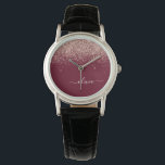 Burgundy Ro Guld  Rosa Glitter Monogram Armbandsur<br><div class="desc">Burgundy och Ro Guld -  Rosa Gnistra Glitter Skript Monogram Namn Watch. Det gör perfekt studenten,  födelsedag,  bröllop,  möhippa,  årsdag,  babydusch eller bachelorette-fest till någon som glam lyx och chic stilar.</div>