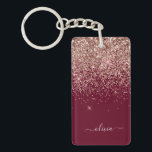 Burgundy Ro Guld  Rosa Glitter Monogram Nyckelring<br><div class="desc">Ro Guld -  Rosa och Burgundy Gnistra Glitter Skriptmonogram Namn nyckelkedja. Det gör perfekten söt 16-årsjubileum,  bröllop,  möhippa,  årsdag,  babydusch eller bachelorette-fest för någon som glam lyxen och chic stilar i kärlek.</div>