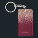 Burgundy Ro Guld  Rosa Glitter Monogram Nyckelring<br><div class="desc">Ro Guld -  Rosa och Burgundy Gnistra Glitter Skriptmonogram Namn nyckelkedja. Det gör perfekten söt 16-årsjubileum,  bröllop,  möhippa,  årsdag,  babydusch eller bachelorette-fest för någon som glam lyxen och chic stilar i kärlek.</div>