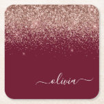 Burgundy Ro Guld  Rosa Glitter Monogram Underlägg Papper Kvadrat<br><div class="desc">Burgundy och Ro Guld -  Rosa Gnistra Glitter Skriver Monogram Namn Pappra Underlägg. Det gör perfekt studenten,  födelsedag,  bröllop,  möhippa,  årsdag,  babydusch eller bachelorette-fest till någon som glam lyx och chic stilar.</div>