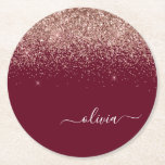 Burgundy Ro Guld  Rosa Glitter Monogram Underlägg Papper Rund<br><div class="desc">Burgundy och Ro Guld -  Rosa Gnistra Glitter Skriver Monogram Namn Pappra Underlägg. Det gör perfekt studenten,  födelsedag,  bröllop,  möhippa,  årsdag,  babydusch eller bachelorette-fest till någon som glam lyx och chic stilar.</div>