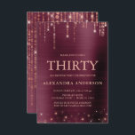 Burgundy Ro Guld trettio 30års födelsedag Party Inbjudningar<br><div class="desc">Burgundy och Ro Guld Gnistra String Ljus Trettio trettionde (trettionde) Födelsedagsfest inbjudan för en Elegant Girly Birthday . Det här är perfektens inbjudan till firande av födelsedag för en elegant Burgundy och Ro Guld Gnistra Födelsedagsfest. Kontakta designern om du vill matcha anpassade objekt.</div>