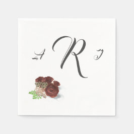Burgundy Ro Monogrammed Möhippa Papper Pappersservett