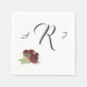 Burgundy Ro Monogrammed Möhippa Papper Pappersservett