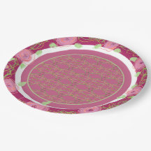 Burgundy Ro och Grönt Pappra Tallrikar