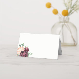 Burgundy Ro Peach Peony Blommigt Placeringskort