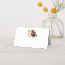 Burgundy Ro Peach Peony Bouquet Placeringskort