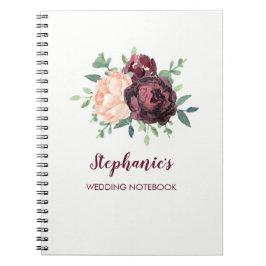 Burgundy Ro Peach Peony Personlig Bröllop Anteckningsbok