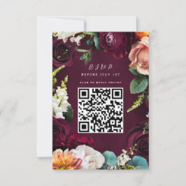 Burgundy Ro Ranunculus Bröllop QR-kodens OSA Inbjudningar