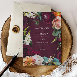 Burgundy Ro Ranunculus Bröllop Spara Datumet