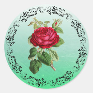 Burgundy Ro Sage Grönt Stickers Runt Klistermärke