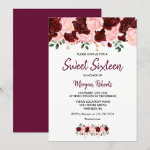 Burgundy Ro Sweet 16 Inbjudan