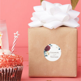 Burgundy Ro Vår sommaren Bröllop Runt Klistermärke