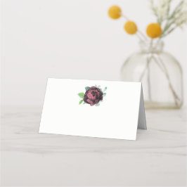 Burgundy Ro Watercolor Blommigt Placeringskort