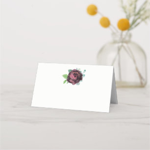 Burgundy Ro Watercolor Blommigt Placeringskort