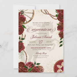 Burgundy Ro Western Ranch Charro Quinceanera Inbjudningar