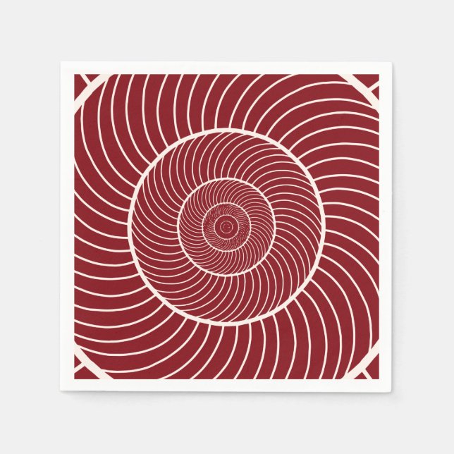 Burgundy röd kräm spiral snigel fibonacci-sekvens pappersservett (Framsidan)
